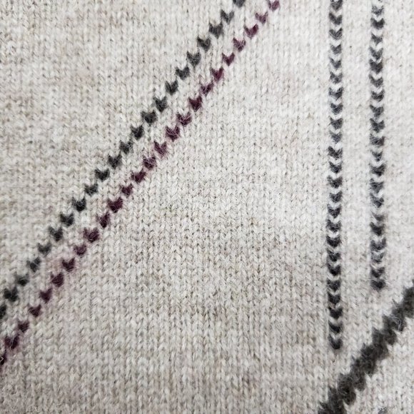 OXFORD Super Lambswool Lambs Wool V Neck Sweater 40 or US M Beige Brown Stripe - Picture 7 of 12